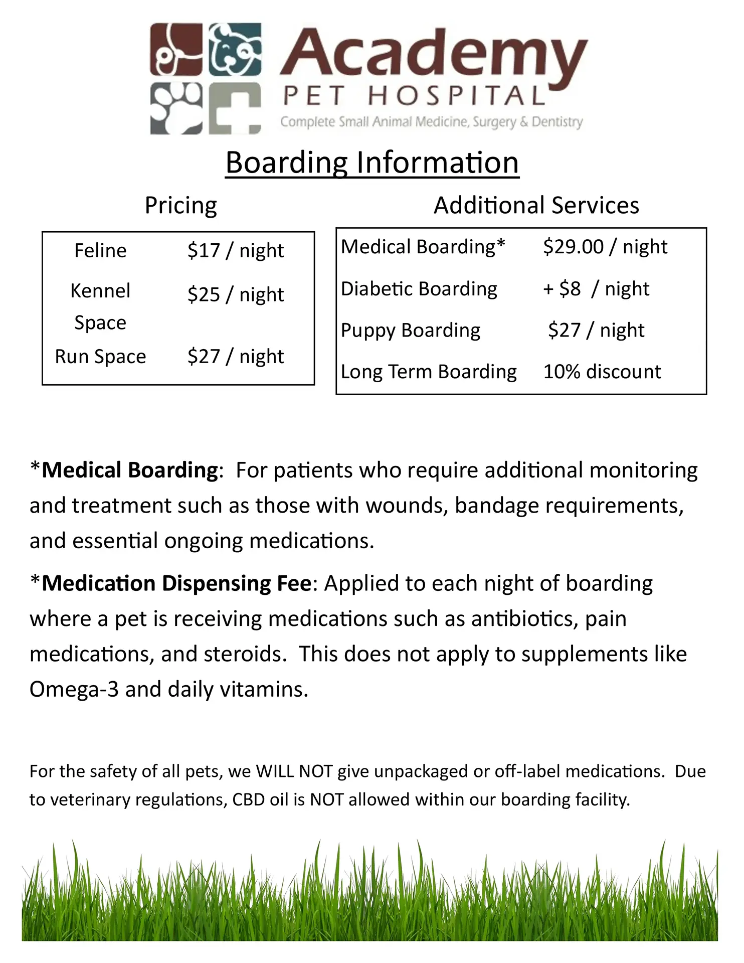 Academy Boarding Details